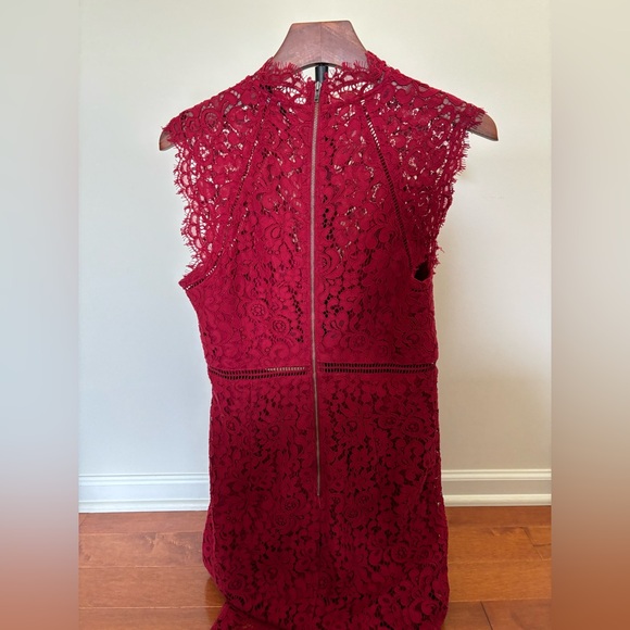 Bardot Burgundy Lace Midi Dress Small – Cocktail‎ Party Wedding Guest - Picture 3 of 5